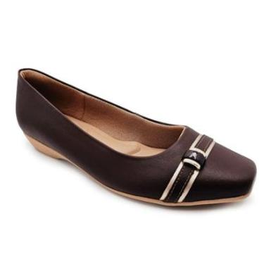 Imagem de Sapatilha Usaflex Couro Enfeite Cromado Conforto e Bem Estar-Feminino