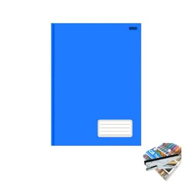 Imagem de Kit Caderno Brochurão KBOM Capa Dura 96 Folhas + Caneta Trigel Metálica 10 Cores + Grampeador Alicate HP45