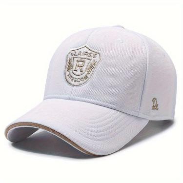 Imagem de Boné De Beisebol Unissex Com Emblema Da Letra R De Algodão Branco