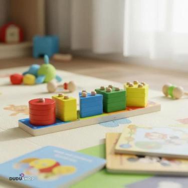 Imagem de Brinquedo Educativo 05 Colunas Encaixe Formas Geométricas para Bebês C