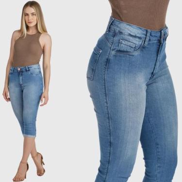 Imagem de Calça Jeans HNO Jeans Capri Elastano Costura Contraste Azul, 36