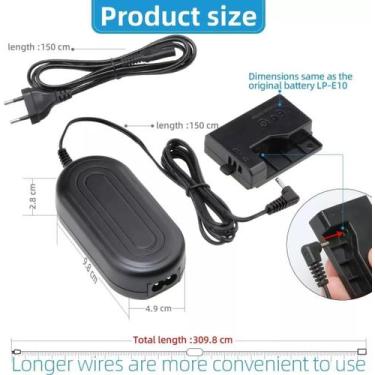 Imagem de Fonte Eliminador Ac Bateria Ack-10 Para Canon Eos Rebel T3, T5,t6 - Di