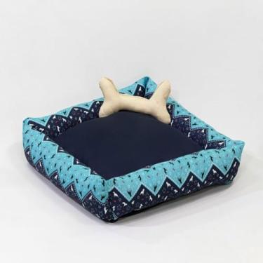 Imagem de Conjunto Duas Cama Cães e Gatos Simples Pop Grande Quadrada Gorgurinho Azul Turquesa