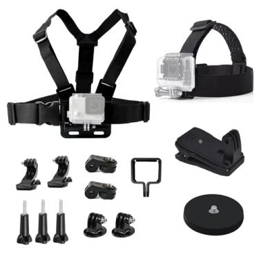 Imagem de Kit de acessórios de câmera de ação compatível com DJI Osmo Pocket 3/Gopro Hero 13 12 11 /AKASO EK7000/Brave 4/Brave 7/Insta360 x5, alça de montagem no peito, alça de cabeça, clipe de mochila, suporte