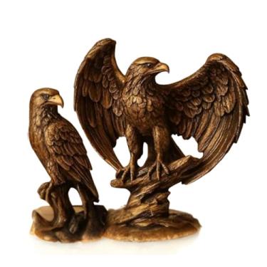Imagem de Estátua Decorativa de Águias, Bronze Envelhecido, Resina, Tema Patriótico, Conjunto com 2 Peças