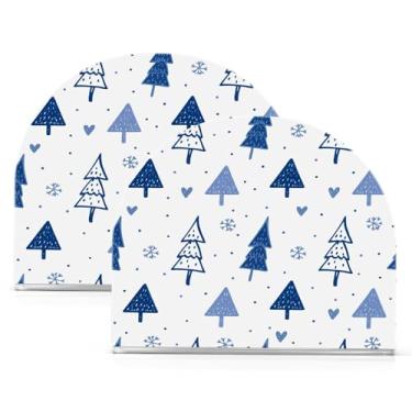 Imagem de Wassud Porta-guardanapos de acrílico para árvores de Natal azuis, dispensador de guardanapos de papel moderno em forma de U para mesa, cozinha, sala de jantar, bancada 2 peças (comporta 50-60