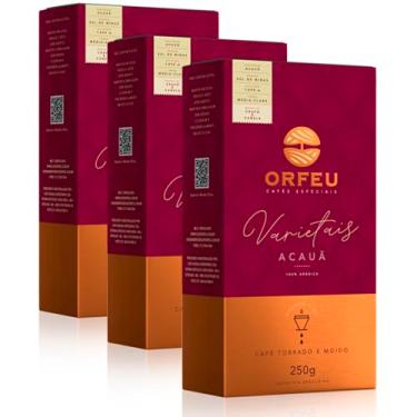 Imagem de Café Moído Premium Orfeu Sabor Acauã Kit 3 Pacotes de 250g