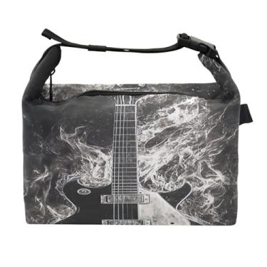 Imagem de STAYTOP Lancheira de guitarra preta e branca com fivela de alça, lancheira isolada para meninos e meninas, lancheira térmica para trabalho escolar