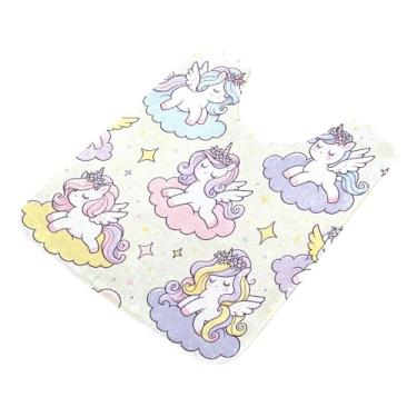 Imagem de Burbuja Tapete de banheiro unicórnios, tapete de banho absorvente de pelúcia macio, base de vaso sanitário antiderrapante para piso de banheiro, oval em forma de U