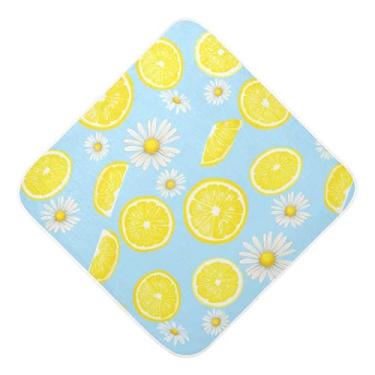 Imagem de Burbuja Toalha de banho Lemons Baby - Toalha com capuz de musselina macia e absorvente para recém-nascidos e bebês, 76 x 76 cm