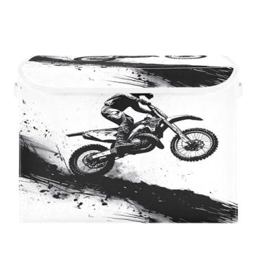 Imagem de xigua Caixotes de armazenamento de motociclista com tampas e alça de transporte, caixas de armazenamento dobráveis organizadores recipientes cestos cubo com capa para casa, quarto, armário, escritório