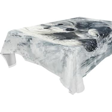 Imagem de Burbuja Toalha de mesa de corrida de urso, toalha de mesa quadrada anti-rugas grossa para decoração de jantar, cozinha, festa, 137 x 137 cm