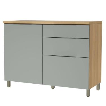 Imagem de Balcão Gabinete de Cozinha 1,20m 1 Porta 3 Gavetas 100% Mdf Mariah