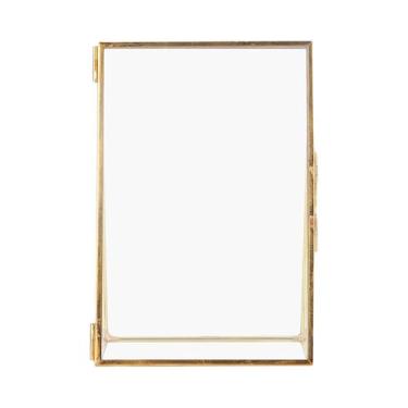 Imagem de Suporte Vertical De Metal Para Porta-Retrato Retrô De Latão E Vidro Pa