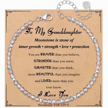 Imagem de JoycuFF Presente exclusivo de amizade para aniversário de melhor amiga, melhor amigo, colega de trabalho, presentes de Natal, pulseiras com contas de pedra da lua para mulheres, joias inspiradoras