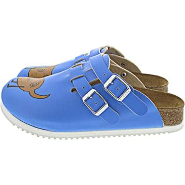Imagem de Birkenstock Tamancos e mulas femininas, tamanho 43 estreito, Azul, cachorro, azul, 7-7.5