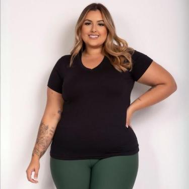 Imagem de Baby look feminina plus size de viscolycra - Pavin, Preto, G2