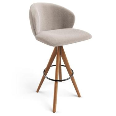 Imagem de Banqueta Alta Giratória Bar Cozinha Sala de Jantar Bar Mia L02 Bouclê Creme - Lyam Decor