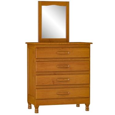Imagem de Cômoda Para Quarto Com Espelho 4 Gavetas Plaza M06 Imbuia Brilho - Lyam Decor