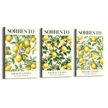 Imagem de Sorrento Lemon Amalfi Coastbei Limoni Freschi Pintura em tela arte de parede impressões de frutas cozinha moderna pôsteres fotos sala de jantar casa bar café decoração (SKU4-3PCS, 12 x 18 pol) = (30 x