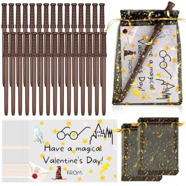 Imagem de Gosodeny 30 Set Valentine's Day Wizard Party Favors Wand Pencils & Wizard Glasses Gift Set, Classroom Exchange Cards, School Rewards, Wizard Goodie Bag Fillers, Exchange Gifts Party Favors Supplies