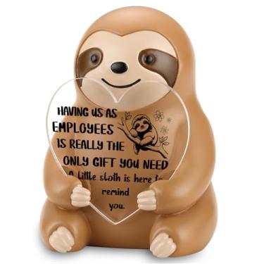 Imagem de EFFJNSG Sloth Figurine with Having Us as Employees is Really The Only Gift You Need Heart Plaque, Motivational Gift for Employees, Coworkers, Office Desk Decor, Resin Collectible ES043