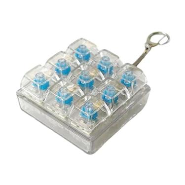 Imagem de harayaa Teclado de brinquedo antiestresse com chaveiro, brinquedo de clique, teclado em forma de cubo, compacto, multifuncional, presente antiestresse, Transparente 6x6x3cm