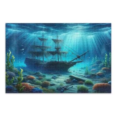 Imagem de Quebra-cabeças de navio pirata submarino para adultos com letras nas costas quebra-cabeças de 500 peças para adultos