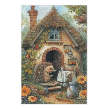 Imagem de Quebra-cabeças de desenho animado de ouriço de 1000 peças para adultos, quebra-cabeças difíceis para adultos, noite de jogo