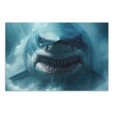 Imagem de a Giant Shark Monster Puzzles 500 peças para adultos, jogos de quebra-cabeça para adultos com letras nas costas