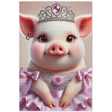 Imagem de Quebra-cabeças engraçados de 1000 peças de princesa porca para adultos quebra-cabeça de animais de desenho animado exclusivo presentes engraçados, 75 x 40 cm
