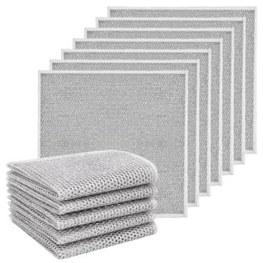 Imagem de 10 peças de panos de lavar louça de lã de aço sem arranhões – Almofadas de limpeza de malha de metal multiuso para cozinha, pratos e pia, panos de prato de arame duráveis e esfregões.