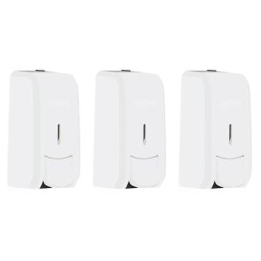 Imagem de Kit Conjunto com 3 Dispenser para Sabonete Líquido ou Álcool Gel 800ml - Branco, Sem Reservatório