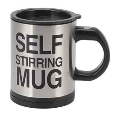 Imagem de Aramox Caneca de café Com Agitação Automática, Copo de Aço Inoxidável de Mistura Automática Com Vedação de Silicone para Bebidas Quentes, Capacidade de 400ml para Viagens (Preto)