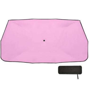 Imagem de Para-brisa automotivo rosa pérola proteção de isolamento térmico toldo de carro guarda-chuva de para-brisa dobrável, persianas de janela para-sol de carro