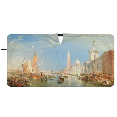 Imagem de Guarda-sol personalizado J. M. W. Turner Venice Dogana San Giorgio Maggiore para para-brisa Dobrável Janela de Carro Para-brisa Frontal Floral Animal, 76,2 cm x 149,9 cm