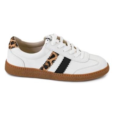 Imagem de Corkys Footwear Hey Girl Heads Up Tênis feminino com cadarço – Sapato casual moderno com listras laterais ousadas, uma palmilha acolchoada para uso o dia todo e um design leve, Combo leopardo branco