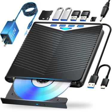 Imagem de Dainty Unidade Blu-ray externa suporta Blu-ray DVD/CD Player/Read/Write, USB 3.0 e Type-C, suporte para Blu-ray/DVD/CD, BD Drive, Windows 7-11 e Mac, compatível com PC, M-DISC