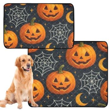 Imagem de TSENQUE Cute Pumpkins almofada preta para animais de estimação, reutilizável, lavável, para cães, tapete impermeável para cercadinho absorvente para cães, pequeno x pacote com 3