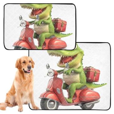 Imagem de TSENQUE Almofadas de xixi laváveis para gatos de estimação, jacaré, animais engraçados, absorventes de animais de estimação, à prova d'água, tapete de cercadinho para cães, médio + grande, conjunto de