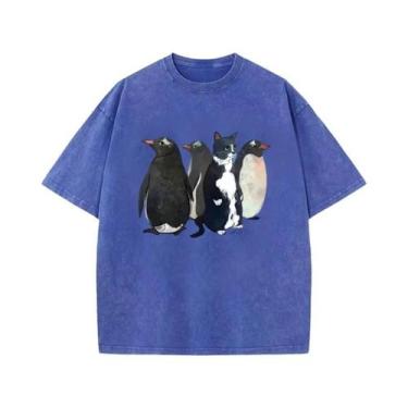 Imagem de Camiseta masculina vintage lavada com floco de neve casual streetwear 