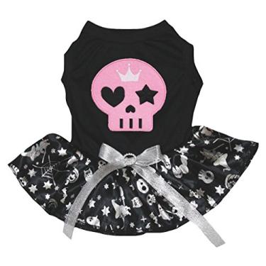 Imagem de Petitebella – Camisa preta de caveira rosa e abóboraPetitebella XX-Large prata CCGT0158