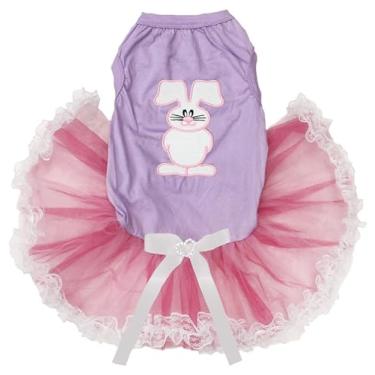 Imagem de Petitebella Lindo vestido de cachorro coelhinho branco (renda lavanda/rosa, 3GG)