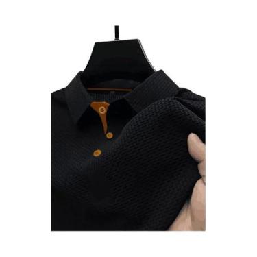 Imagem de Camiseta polo masculina de manga curta com lapela de seda gelada de ve