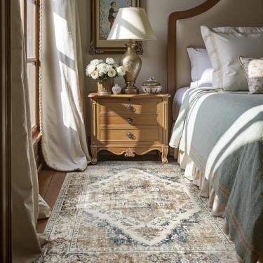 Imagem de jinchan Tapete vintage 10 x 15 cm, tapetes finos modernos laváveis, antiderrapante, elegante, retrô, leve, tapete de chenille para quarto, sala de estar, sala de jogos