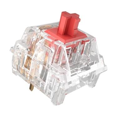 Imagem de Gngzyte Teclado mecânico para jogos Crysta Red Switches, interruptor linear RGB SMT de 3 pinos 50gf, interruptor à prova de poeira e à prova d'água (vermelho Crysta 72 peças)