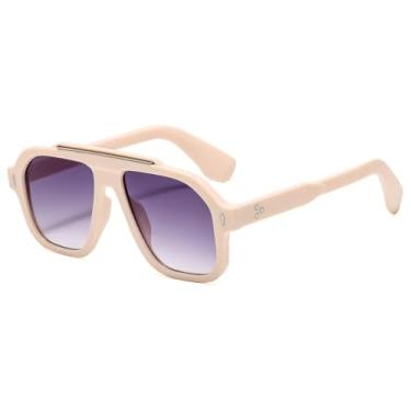 Imagem de Óculos de Sol Femininos com Armação Retrô de Leopardo, Estilo Luxuoso e Personalizado, com Rebites, para Uso Externo, Estilo Punk, Proteção UV400 (Bege acinzentado)