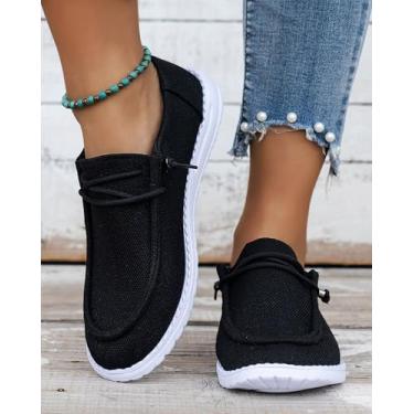 Imagem de Tênis feminino com plataforma de malha plus size – Meias antiderrapantes de malha respirável para caminhadas casuais, calçados esportivos leves e confortáveis, Preto, 40