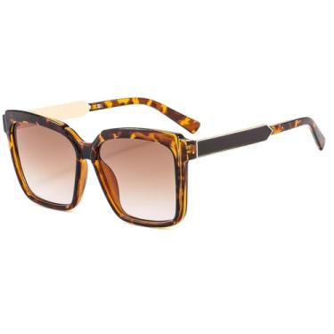 Imagem de HPIRME Óculos de armação grande e moderna para homens e mulheres com proteção UV400 (estampa de leopardo)