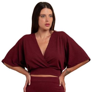 Imagem de Blusa Manga Morcego Feminino Canelada Social Manga 3/4 Tecido Leve - H